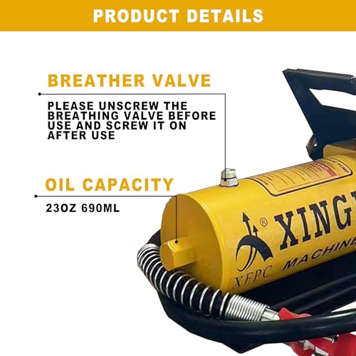 Image of Air Hydraulic Pump 10,000 PSI 0.45 Gal Reservoir NPT 3 /8 inch Oil Outlet, NPT 1 /4 inch Inlet, Hydraulic Pump Air Hydraulic Foot Pump Made of Aluminum with Air Line Lubricator, Yellow