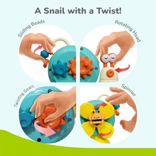 Image of R for Rabbit Orapple Spinster Toy for Baby 5-in-1 Suction Spinner, Rattle, Friction Car, Windmill & Sensory Play | BPA-Free, Safe & Durable | Interactive Learning Toys for 6+ Months Kids(Orange Cream)