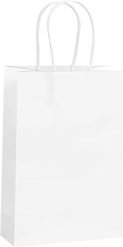 REMTAP 100 bolsas de regalo blancas de 5.2 x 3.7 x 8.2 pulgadas, pequeñas bolsas de papel para bodas, fiestas, manualidades, embalaje minorista,
