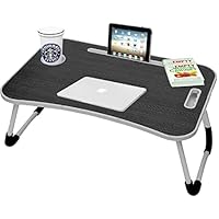 PITARA Multi-Purpose Laptop Table| Study Table| Bed Table| Writing Desk| Laptop Workbench with tab, Mobile, Foldable and Portable Table (Black)