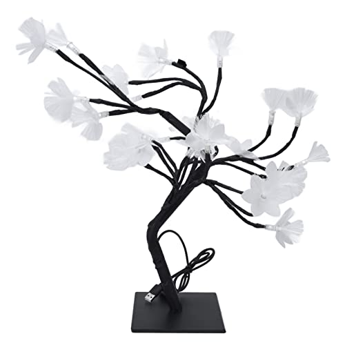 Ylwxzenith 24LED Fiber Optic Tree Lamp, USB Powered Simulation Flower Light, Romantic Warm White Glow for Household Festival Decoration, Flexible Plastic Branches, Easy to Operate
