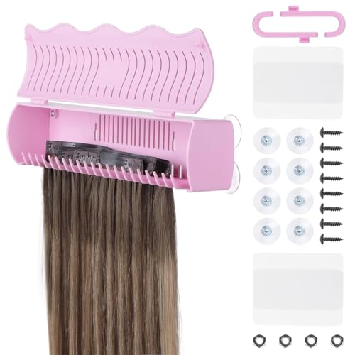 IDN BEAUTY Hair Extension Holder Stand for Styling 4 Installation Modes With Tool Hair Extension Holder Designed to Securely Hold Your Extensions for Washing Styling Packing and Storing (rose)
