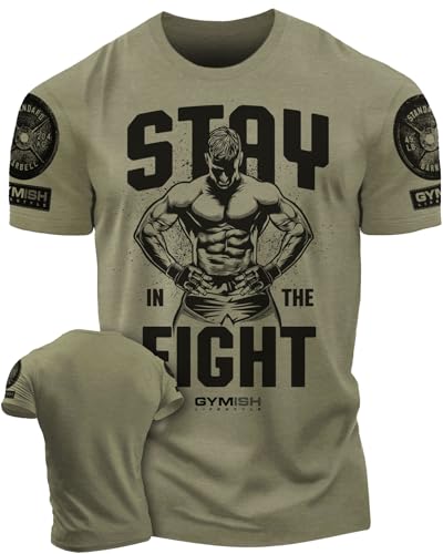 Stay in The Fight Workout Shirts for Men, Cool Lifting T-Shirt