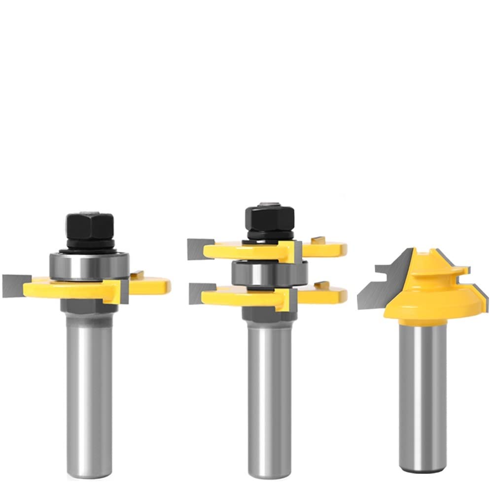 3 szt. 12 mm 1/2 trzpień montażowy języka i wpustu frez 1 szt. 45 stopni blokada ukośnicy zestaw do cięcia drewna(12.7mm shank)