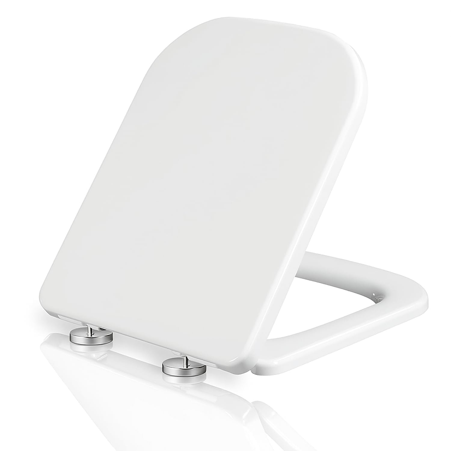Mass Dynamic White Square Toilet Seat With Soft Close Top Fix Toilet Seats With One Button Quick Release Cleaning For Better Hygiene, Rectangle Loo Seat With Adjustable Hinges - Pakc Of 8
