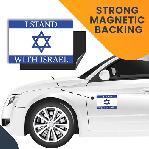 Image of Magnet Me Up I Stand with Israel Israeli Flag Magnet Decal, 4x6 Inches, Blue and White, Heavy Duty Automotive Magnet for Car, Truck, SUV, or Any Other Magnetic Surface