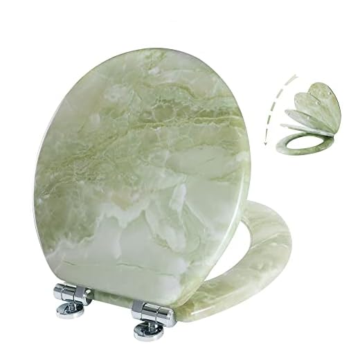 Angel Shield Marble Toilet Seat Durable Molded Wood with Quiet Close, Easy Clean, Quick-Release Hinges Round Toilet Seat (Round, Green Marble)