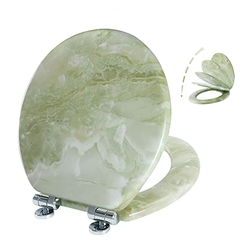 Angel Shield Marble Toilet Seat Durable Molded Wood with Quiet Close, Easy Clean, Quick-Release...