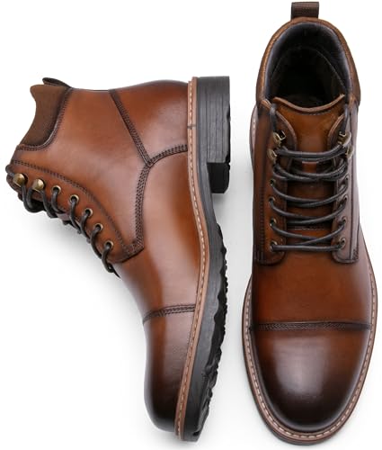 Image of Jousen Mens Chukka Boots Leather Dress Boots for Men Retro Ankle Boots Mens High Top Boots