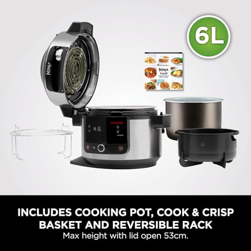 Ninja Foodi 11-in-1 SmartLid Multi-Cooker, 6L, Electric Pressure Cooker & Air Fryer, Layer Mains & Sides with Reversible Rack, Cooks 4 Portions, Dishwasher Safe Parts, Stainless Steel/Black OL550UK - Image 4