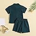 Boys Cotton Linen 𝐏a𝐣ama Set Toddler Baby Short Sleeve Button Down Shirts and Shorts Matching (Dark Green, 4-5 Years)