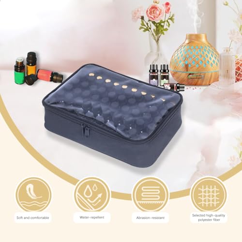 Essential Oils Carrying Case Holds 60 Grids for 1-3ML Roller Bottles 5ml, 10ml, 15ml Bottles Storage Organizer Bag Transparent, Essential Oil Bag with Detachable Sponge Pad Black4
