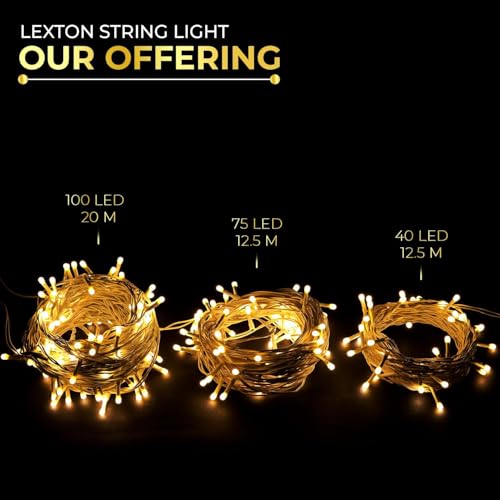 Image of Lexton 12 Meter 75 LEDs String Light for Decoration | Festival LED String Light for Diwali, Christmas and Home Decoration | (Warm White, Pack of 1)