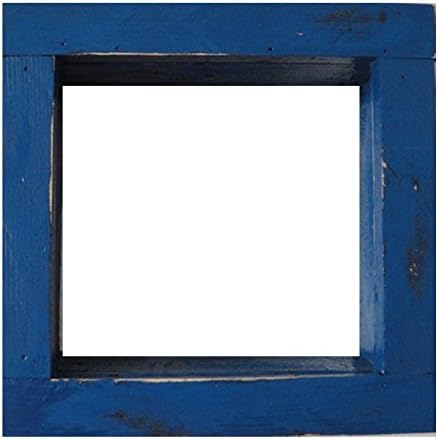 Square Wood/Wooden Shadow Box Display - 9" x 9" - Deep Blue - Decorative Reclaimed Distressed Vintage Appeal