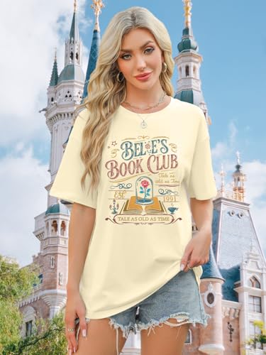 Magical Shirt Women Belle’s Book Club T-Shirt Oversized Book Lover Tee Magic Kingdom Belle Princess Shirts3