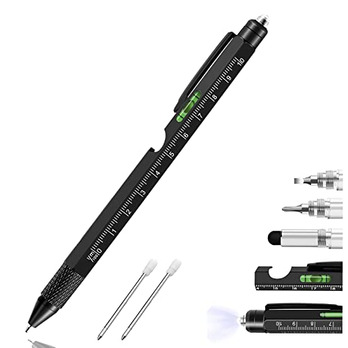 Youoklight Multi Tool Pen Set, Gift Tool Pen, Multitool Pen For Men, 9 In 1 Pen Multitool, Ruler (Metric, Imperial), Screwdriver (Flat, Cross), Bottle Opener, Level Gauge, Stylus, Led Flashlight, Pen #TOP7