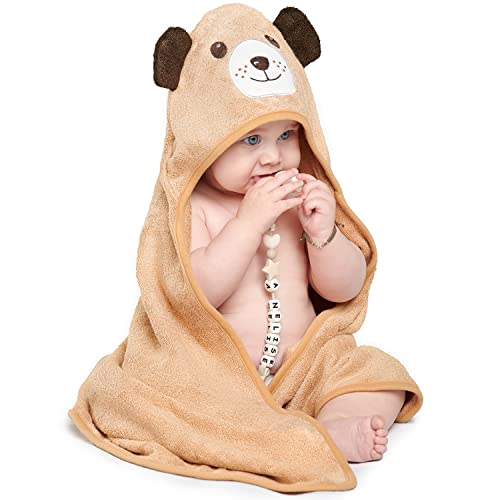 MINIBOO-Premium-Bamboo-Baby-Towel-with-Unique-Dog-Design--Extra-Soft-and-Absorbent-Baby-Bath-Towel-for-Newborns-Infants-and-Toddlers--Suitable-as-Baby-Gifts