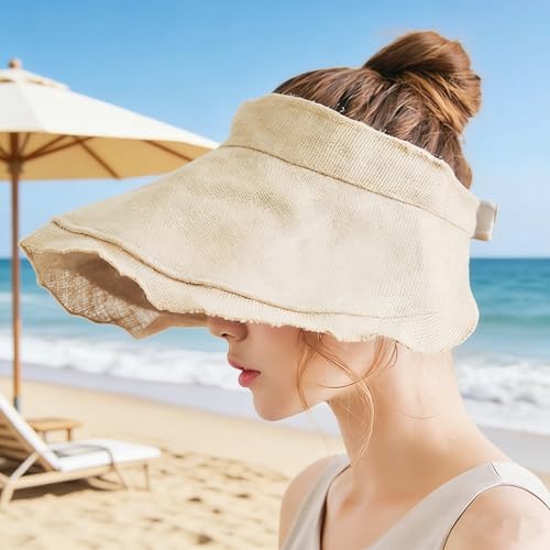 Visera de mujer con volante y ala ancha protección UV miniatura 2