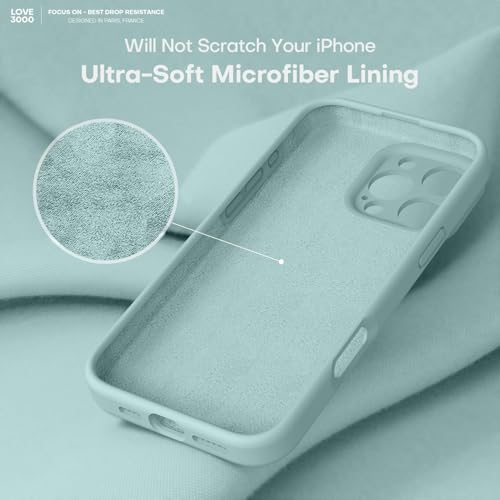 Image of LOVE 3000 Designed for iPhone 16 Pro Case, Premium Silicone with [Soft Anti-Scratch Microfiber Lining] Shockproof Protective Phone Case for Holsters 6.3 inch, Mint