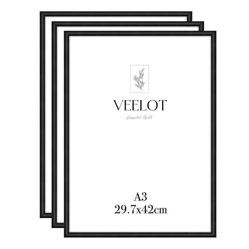 3x Cadre Photo DIN A3 29,7 x 42 cm,Métal Aluminium,Noir Mat,Grand Tableau 30x42cm,Affichescadre Affichepour Accrocherau Format Paysage et Portrait