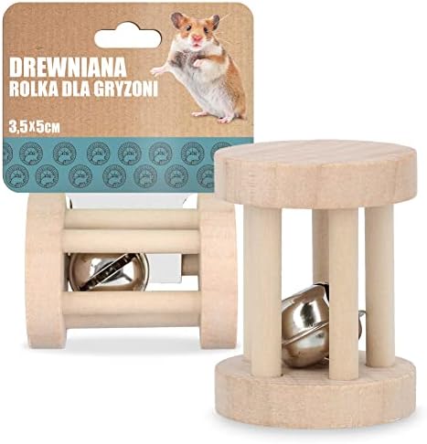 Domee Rulo de Juego para Pequeños Mamíferos con Campana Cascabel Natural Animal Juguete Conejo Hámster Ratones Chinchillas Rodillo para Tubos de Madera