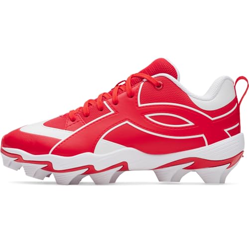 Under Armour Boys' Leadof Icon Low RM JR Baseball Cleats, (600) Red/Red/White, 1, US