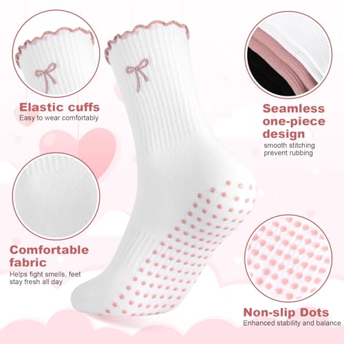 Image of Jspupifip Cute Pilates Socks for Women | Non Slip Yoga Socks with Grips for Barre Workout Athletic Hospital