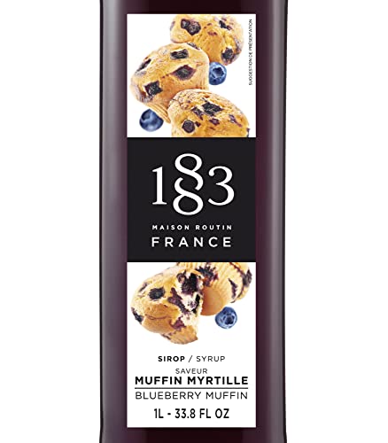 Image of 1883 Blueberry Muffic Syrup for Drinks, Made in France, 1 Liter Glass Bottle