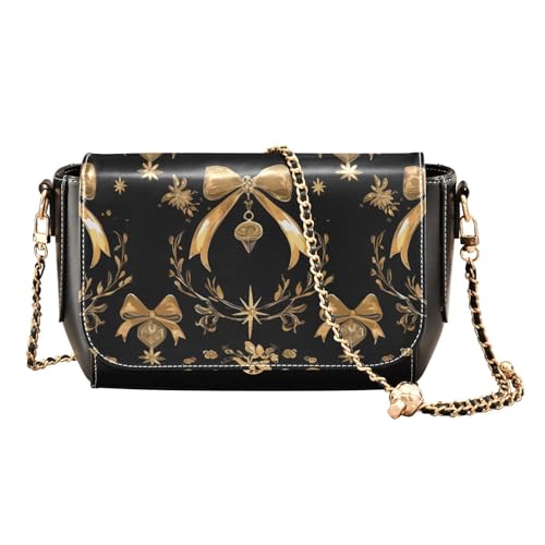 Yoogain Sac à bandoulière romantique noir et doré pour la Saint-Valentin avec nœud à fleurs et bandoulière réglable, Noeud Fleur Romantique Saint-Valentin Noir et Or, 1 size
