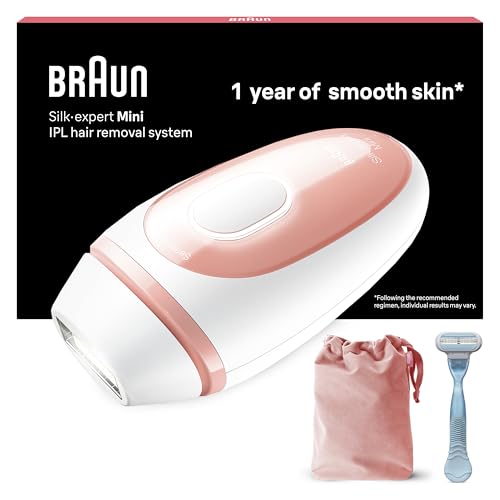 Braun Luz Pulsada Silk-Expert Mini Depiladora IPL, Alternativa a Depiladora Laser, Reducción Del Vello En Casa, Con Funda De Viaje, Tamaño Compacto, Fácil, Segura Y Eficiente, Blanca/Rosa, PL1014