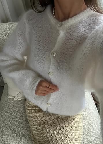 Women's Crewneck Solid Cardigan Casual Button Down Long Sleeve Knitwear Sweater Tops2