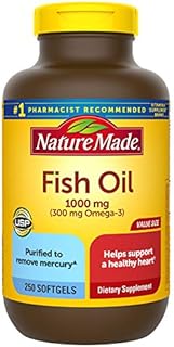 Nature Made Fish Oil 1000 mg, 250 Softgels Value Size, Omega 3 Supplement For Heart Health