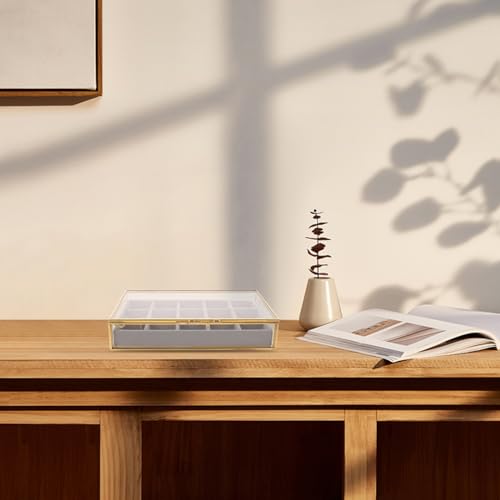 Boîte à bijoux multi-sections en verre de luxe et cuivre pour protection optimale - 7