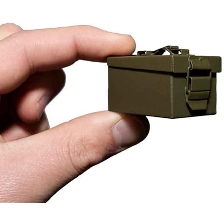 Pocket-Sized Precision: Miniature Ammo Can Keychain with Simulated Bullets