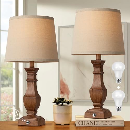 ROTTOGOON Dimmable Rustic Table Lamps Set of 2, 22