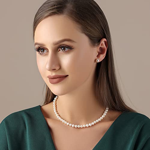 Freshwater Cultured Pearl Necklace, Real Pearl Necklace with Silver Chain and Clasp, Jewelry for Brides Wedding Gifts for Women Her Wife Sister3