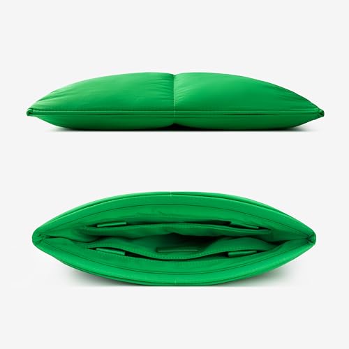 Comfyable Puffy Pillow Laptop Sleeve Compatible with 16 inch MacBook Pro M4 M3 M2 M1 & MacBook Air 15-in M4 2025 M3 2024 M2 2023, Nylon Hidden Handle for Mac, Green
