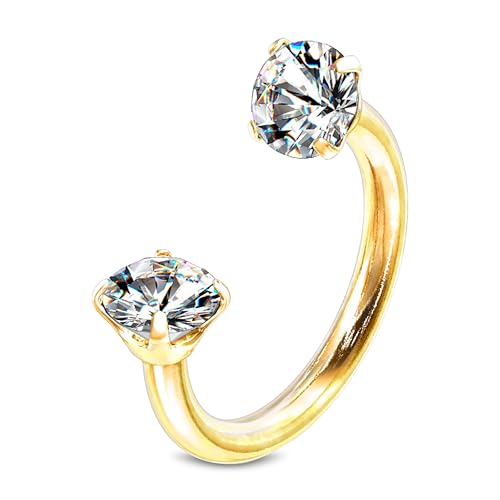 Stachelkleid Piercing fer à cheval 316L, anneau septum zircone cristal, 1,2 mm, oreille nez téton parties intimes, argent noir or rose paillettes tragus