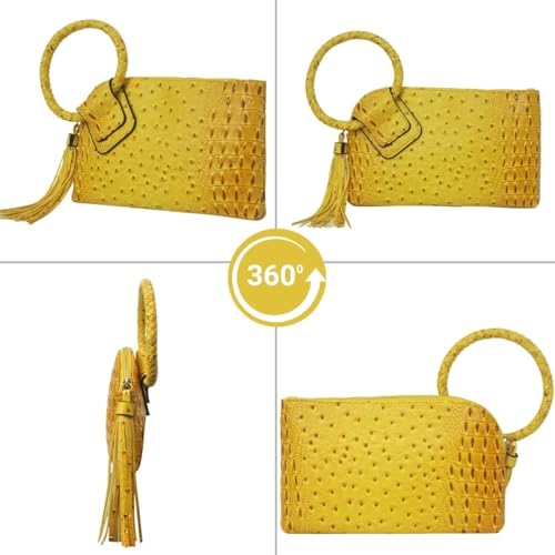 Image of NGIL Faux Leather Mini Wristlet Purse | Women's Handbag, Fashion Wristlet Wallet, Compact Everyday Purse with Fringe Tassel
