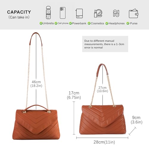 Image of Women Shoulder Bag, Fashionable Quilted Vegan leather Crossbody Purses with Adjustable Chain Designer Purses