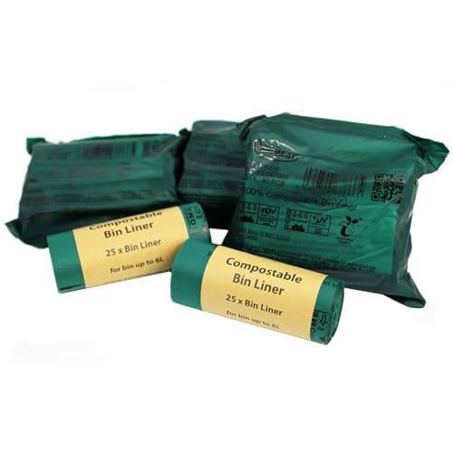 Easigear 5-6L Compostable Bin Liners, Kitchen Food Waste Caddy Bags, Biodegradable, 50 pcs