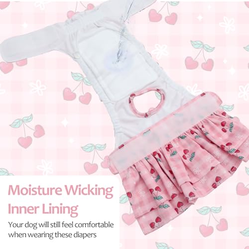 Image of CuteBone Female Dog Diapers with Skirts 3 Pack Reusable Puppy Dresses Pants for Heat Cycle Period