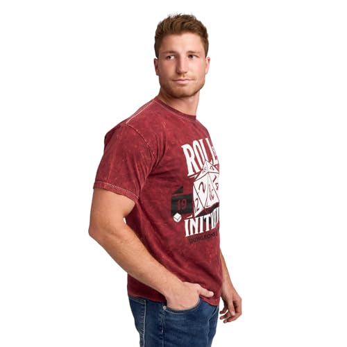 Dungeons & Dragons Roll for Initiative Men's Maroon Mineral Wash Crew Neck Short Sleeve T-Shirt2