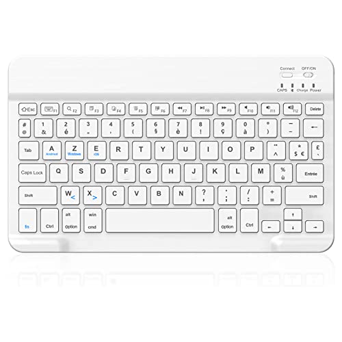 SENGBIRCH Clavier Bluetooth sans Fil 10.5 Pouces - Clavier AZERTY Français pour iOS iPad 11/10, iPad Pro/Air, Mac, Tablette Android Samsung Galaxy, Xiaomi Pad 5, Huawei, Lenovo, Blanc