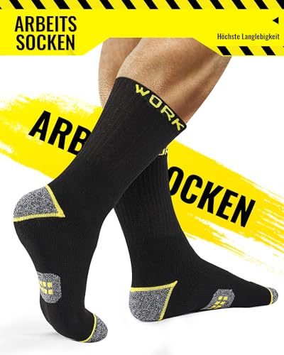 Effeet 10 Paar Arbeitssocken Herren Socken, Gepolsterte Verstärkte WORK Socken, Atmungsaktiv Funktionssocken mit Komfortbund, Lange Work Socks 6