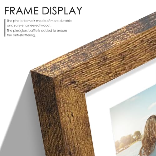 Image of DUENPY 16x38 Collage Picture Frame 4x6 Collage Frame Displays twenty 4x6 inch Photos Available Horizontal Wall Mounting Display and Vertical Brown