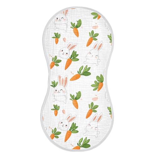 xigua Cute Rabbits and Carrots Baby Burp Cloths for Newborn Boys and Girls 4 Pack, Soft & Absorbent Cotton Baby Burp Cloth, Baby Washcloths, Newborn Towel, Burp Rags