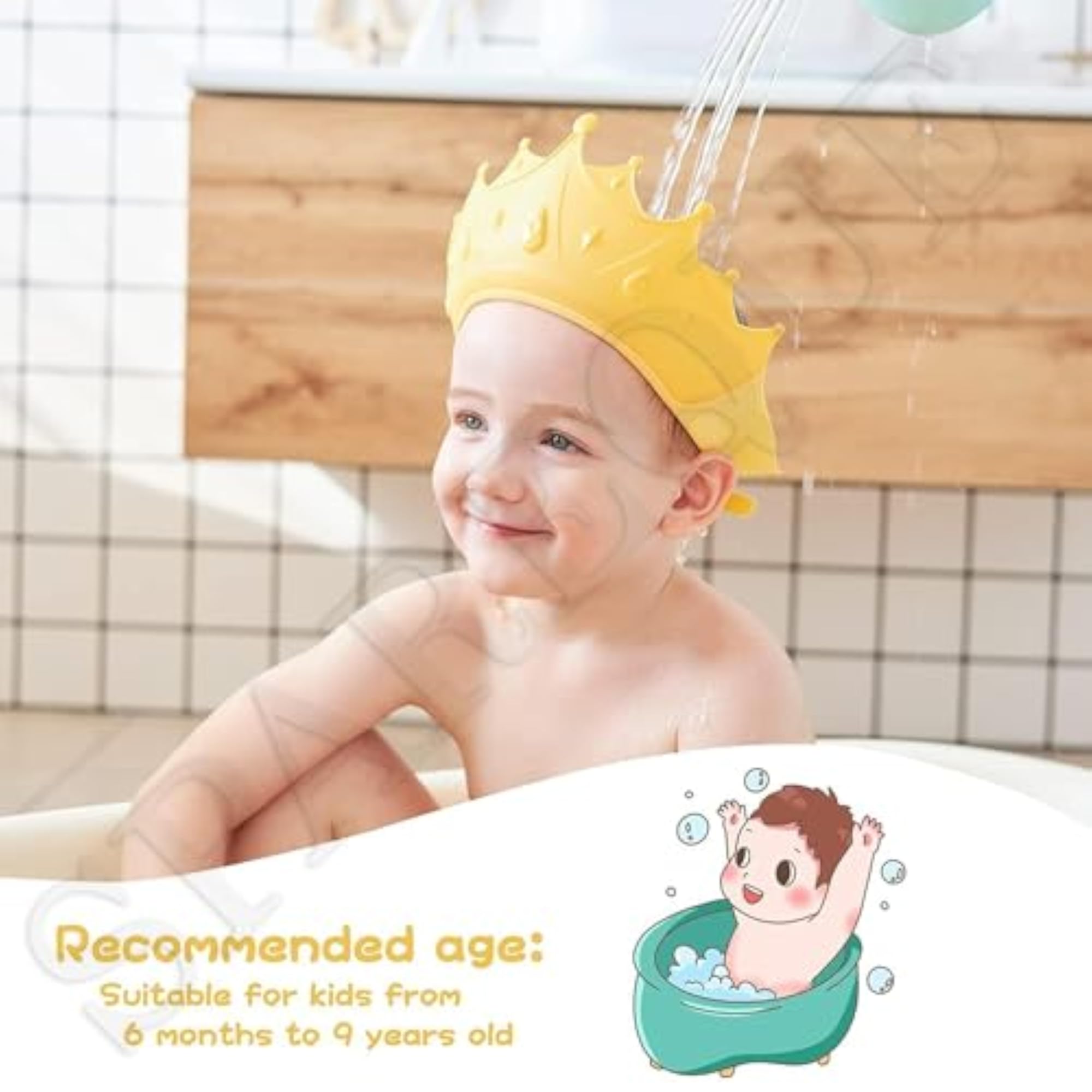 Baby Bath Shower Cap with Eye and Ear Wash Protection
