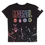 Marvel Comics Paint Splattered Icons T Shirt, Kinder, 104-170, Schwarz, Offizielle Handelsware