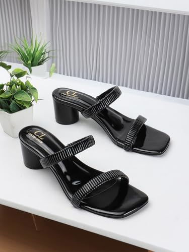 Image of Carlton London Women Comfortable Casual Sandal with Block Heels, Square Toe for Casual and Wear